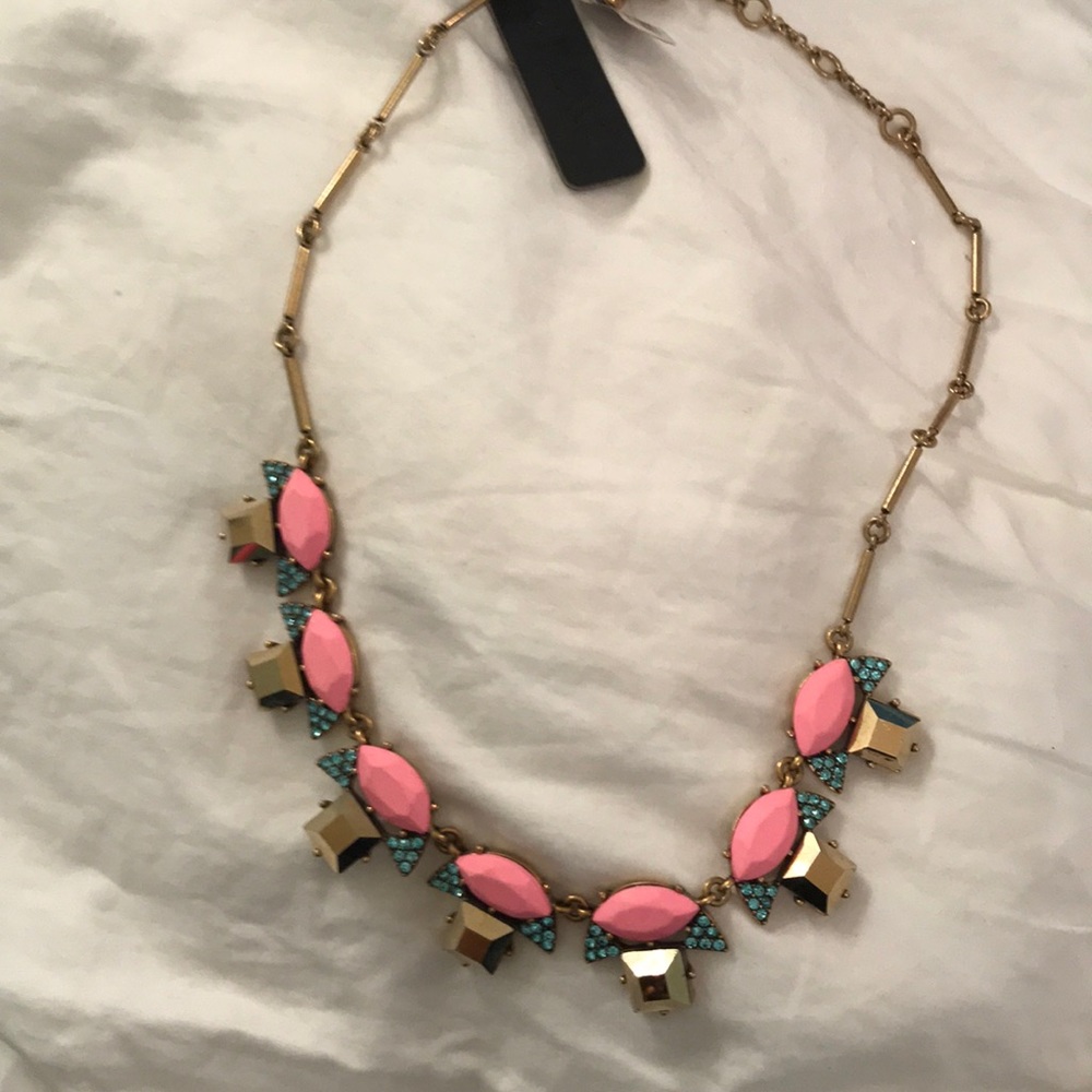 Jcrew pink blue and gold necklace